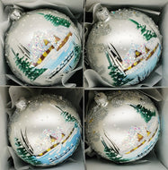 Handmade Christmas Tree Glass Baubles, Hanging Bulbs with Ornament Set of 4