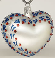 Handmade Christmas Tree Glass Decoration, Hanging Glass Heart with Ornament. Personalize it.