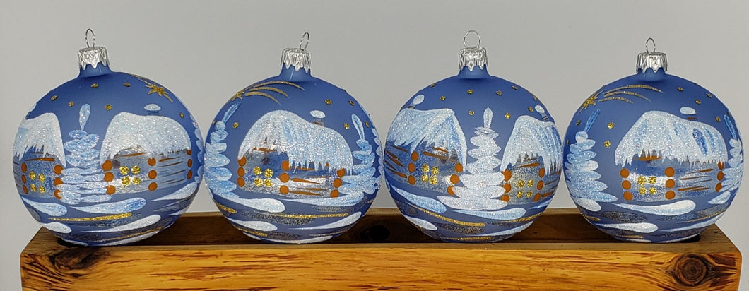 Handmade Christmas Tree Glass Baubles Hanging Ball Ornament Set of 4