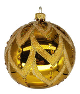 Handmade Christmas Tree Glass Baubles Hanging Gold Ball with Ornament