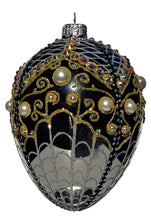 Load image into Gallery viewer, Unique Glass Faberge Egg Style Ornament, Holiday Decoration Art.
