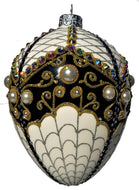 Unique Glass Faberge Egg Style Ornament, Holiday Decoration Art.