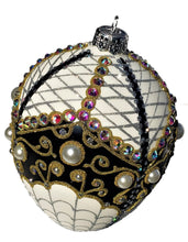 Load image into Gallery viewer, Unique Glass Faberge Egg Style Ornament, Holiday Decoration Art.
